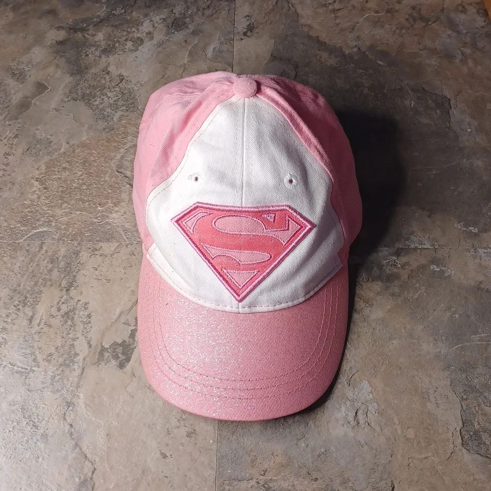 Pink and white Supergirl Baseball cap, sz OS